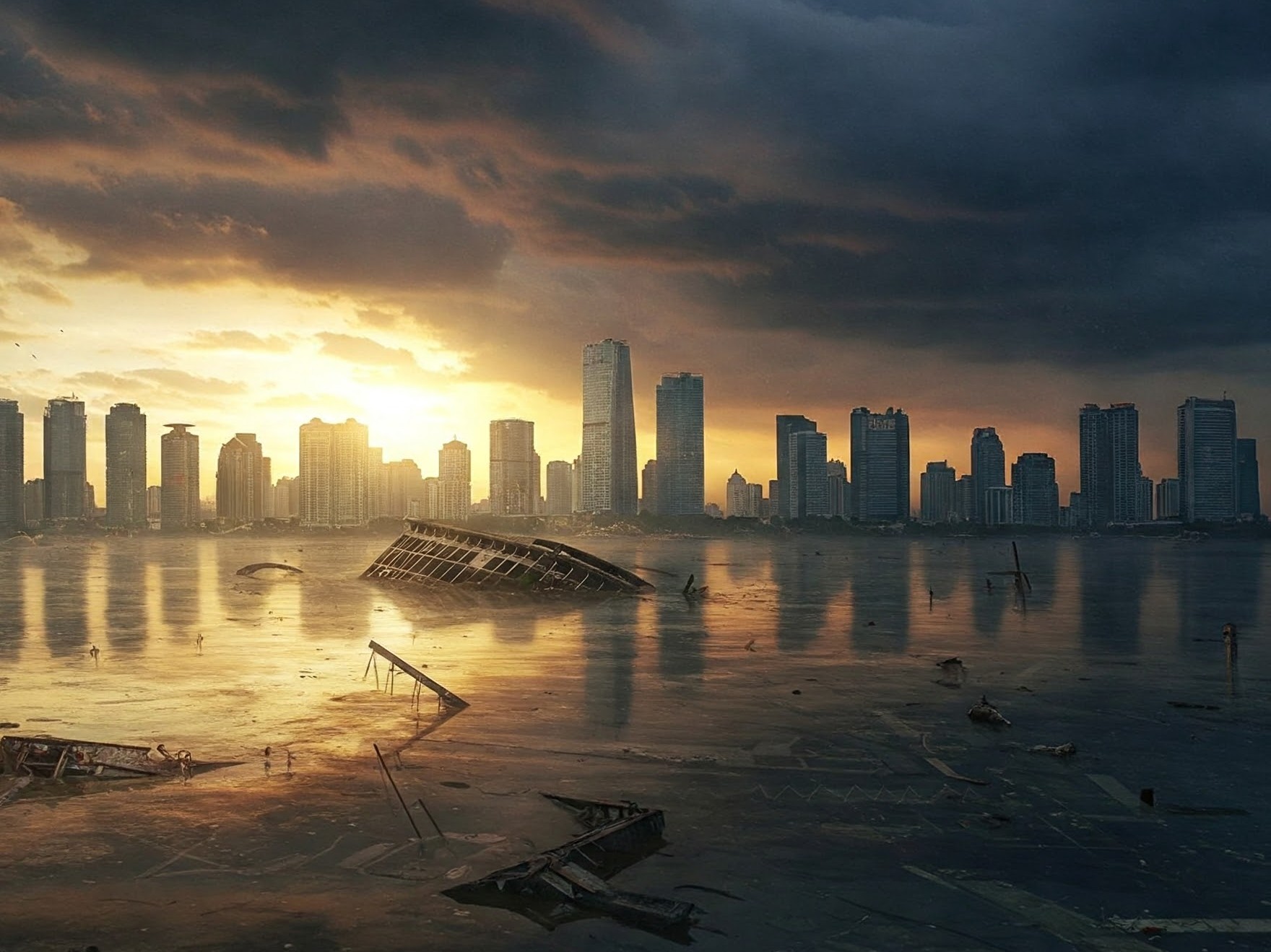 Imagen generada por IA de Jakarta inundada